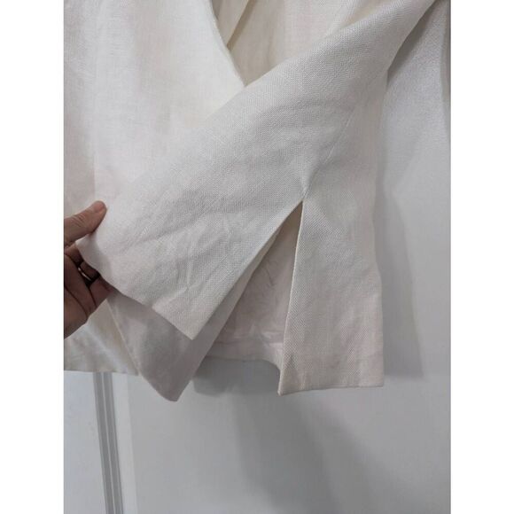 Carolina Herrera Linen Blazer women's 14 white Neiman Marcus Vintage luxury - Picture 4 of 8